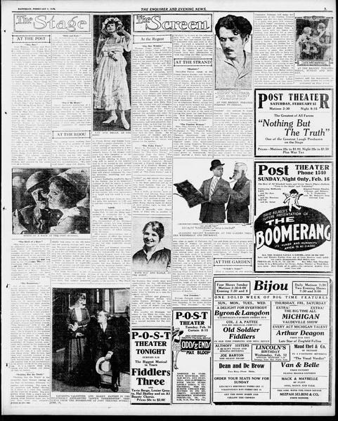 Post Theatre - Feb 8 1919 Ads